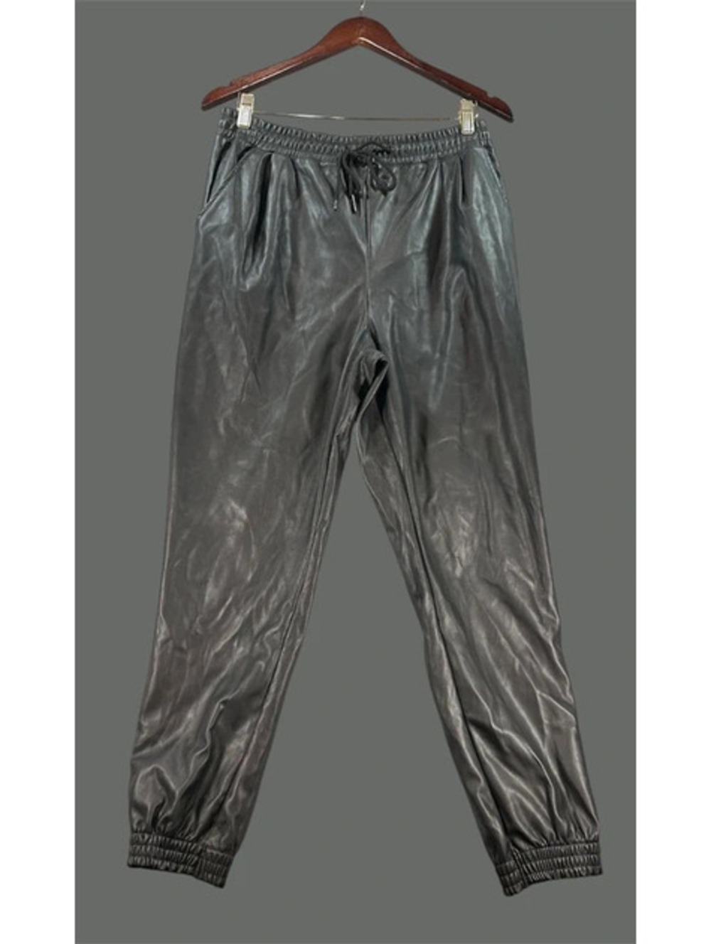 Black Faux Leather Jogger Pants – Size Large C0060